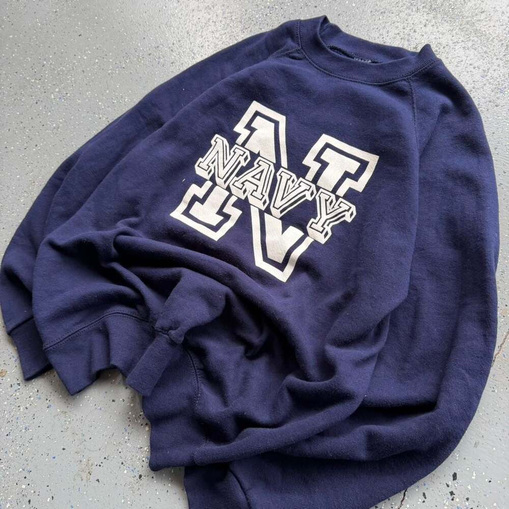 Vintage 80s Soffe Sweats Navy Blue Crewneck Sweatshirt - Large - Made in USA - Picture 2 of 8